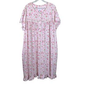 Enchanted Pink Butterfly Floral Ruffle Hem Nightgown Bloomcre Cottagecore Size 2